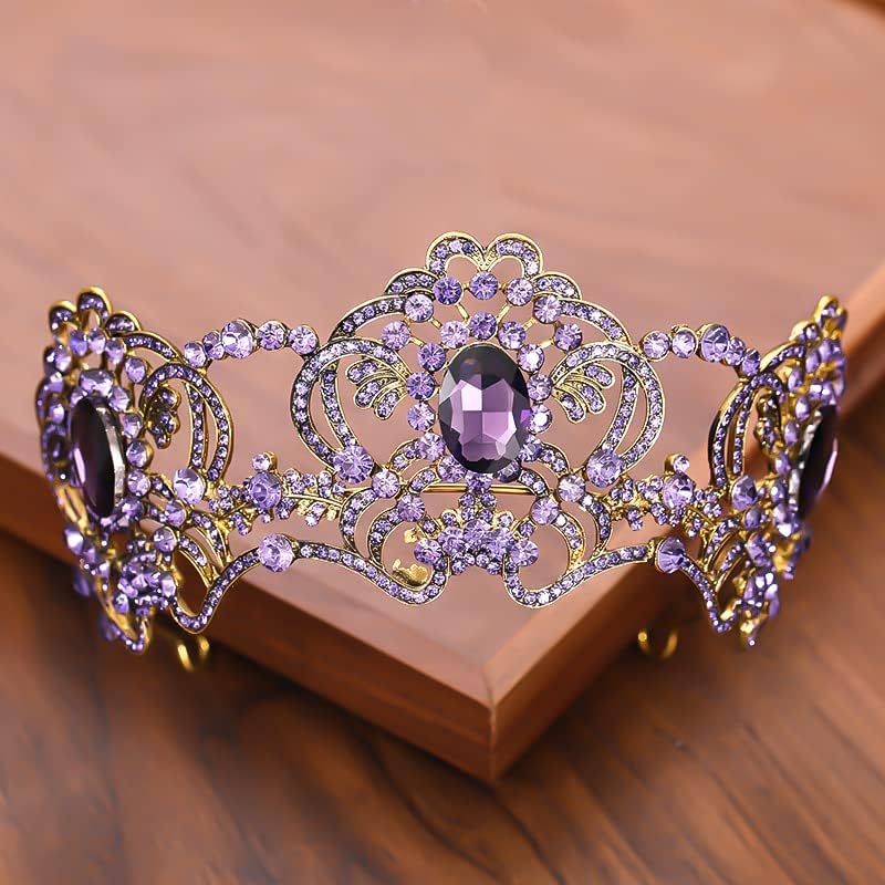 ヘアジュエリー クラウン ティアラ 女性用 ヴィンテージ バロック クイーン クラウン ティアラ クリスタル ラインストーン クラウ