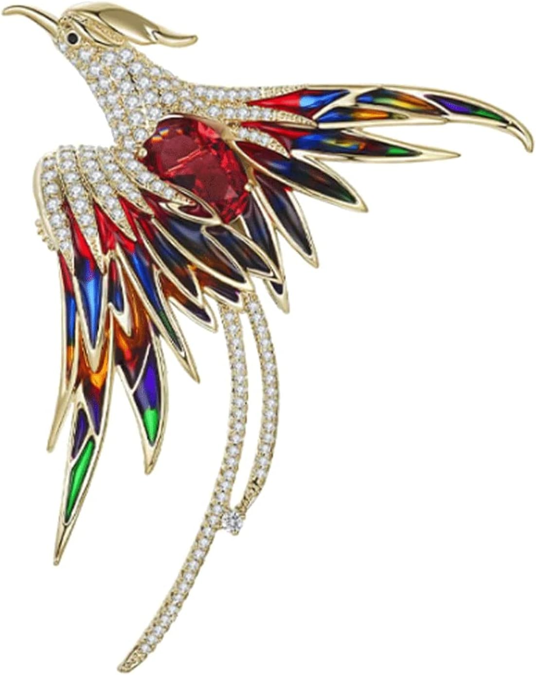 LIOONS Brooch Phoenix Animal Brooches Shawl Pin for Lapel Pin Girls Collar Pin Colorful Art Breastpins 2 X 2.6in Collar Clips