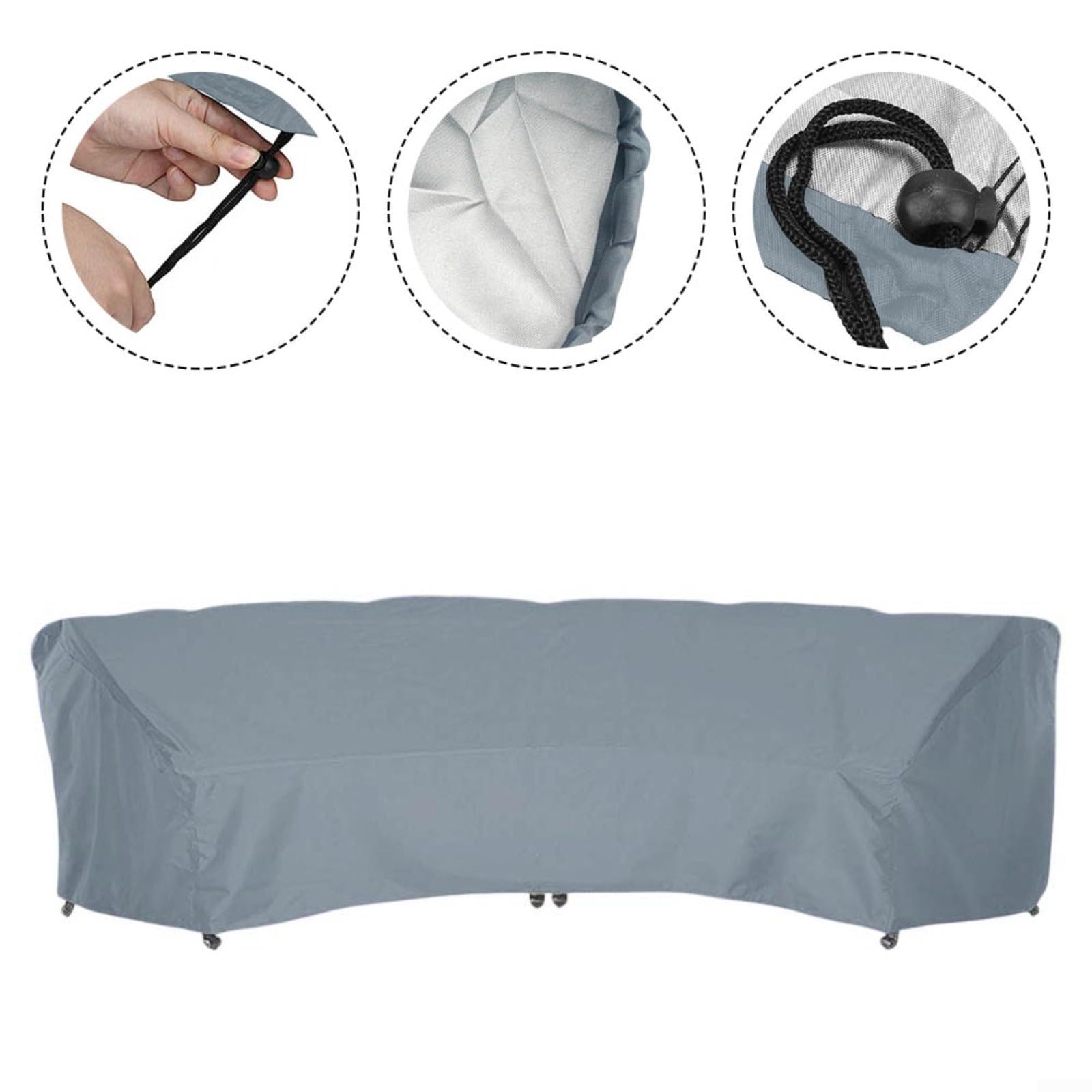 Protezione per mobili da esterno a semicerchio, in tessuto Oxford 210D, impermeabile, resistente, protezione per sedie da giardino, resistente all'acqua (305 x 99 x 91 cm)
