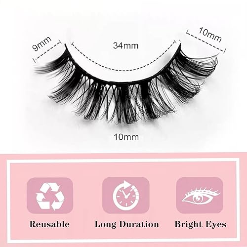 Miniatura 3 de Pestañas postizas, 10 pares de pestañas rusas con rizo D, pestañas de visón sintético, aspecto natural, esponjosas, pestañas rusas finas, parecen