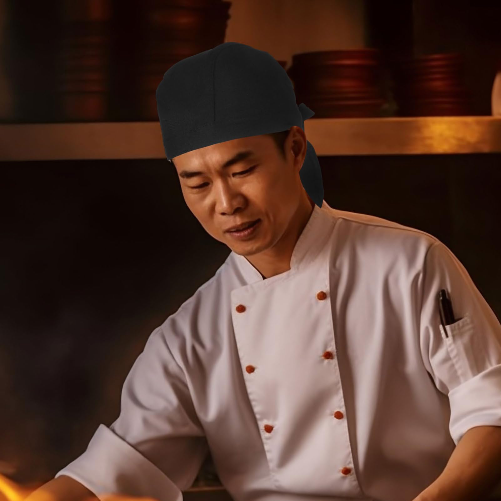 Homoyoyo 6 Gorros de Chef Negros Resistentes al Desgaste y Ajustados al Cuero Cabelludo de Algodón para Cocina y Restaurante Pack de 6 Unidades para Chefs Profesionales