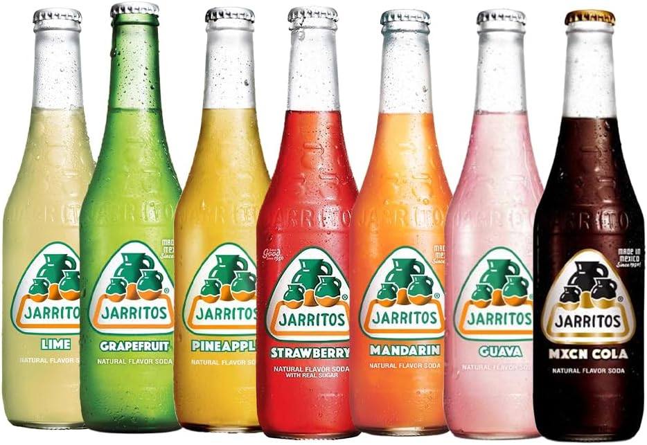 Jarritos Rainbow Kit/Jarritos Drinks Flavour Variety Pack, Grapefruit, Guava, Lime, Mandarin, Strawberry, Pineapple and Mexican Cola Soft Drinks