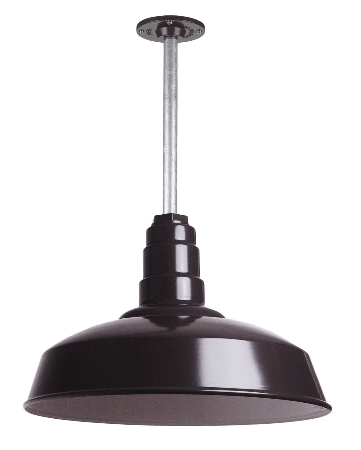 12" Stem Barn Light Pendant 16" Dome | Garage Workshop | Dark Bronze