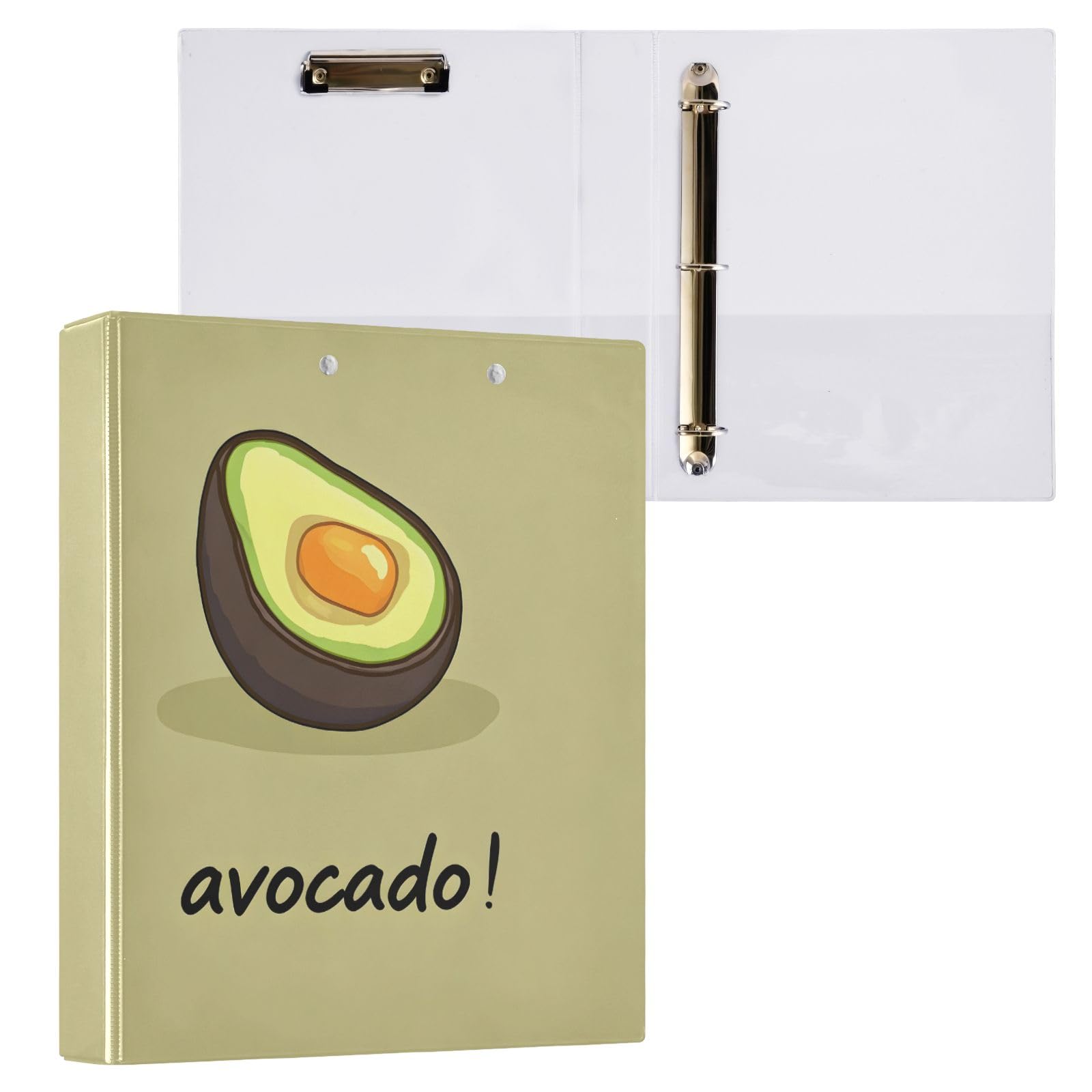Raccoglitore a 3 anelli color avocado da 3,8 cm, contiene 200 fogli, 3 raccoglitori ad anelli con clip in metallo antiscivolo