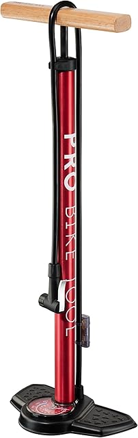 PRO BIKE TOOL Bike Pump with Pressure Gauge - Super Fast Tyre Inflation - Secure Presta and Schrader Valve Connection - Bike Floor Pump with Stabilizing Foot Peg - for Road and Mountain Bikes