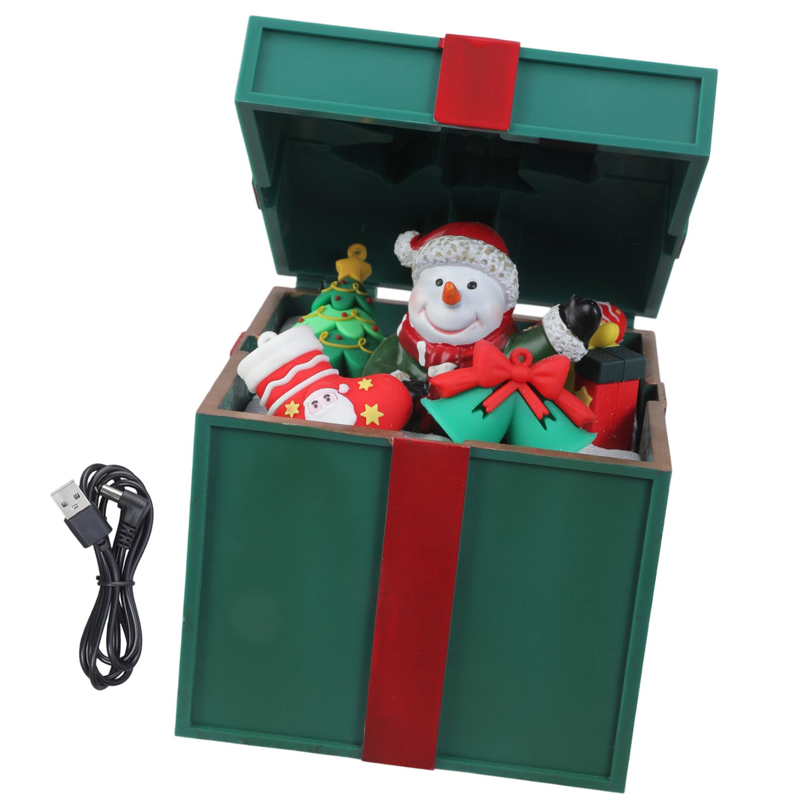 Cajas de regalo musicales LED para reproducción de canciones de Navidad, materiales inastillables, dos opciones de poder, decoración del hogar, fiesta, decoración de vacaciones, cajas de