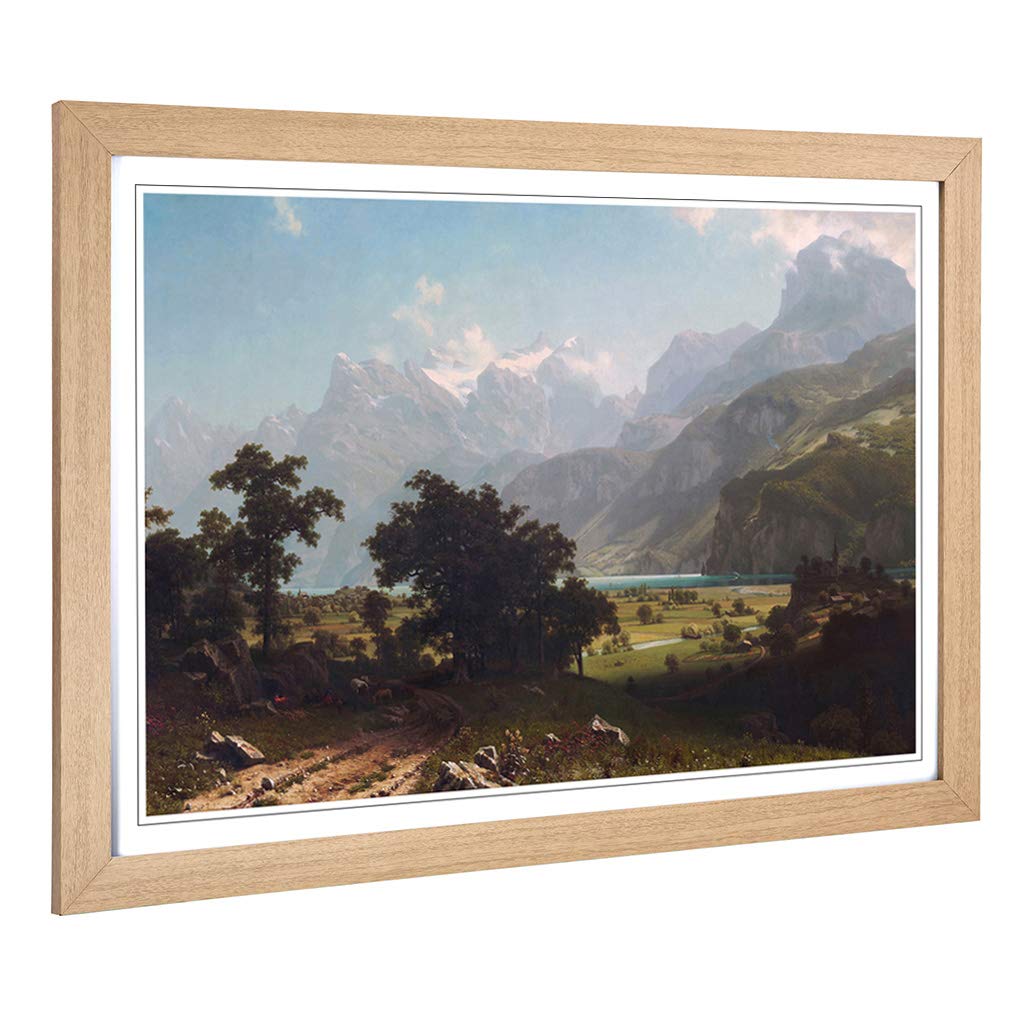 Big Box Art Framed Print of Albert Bierstadt Lake Lucerne Design | Wall Art Picture | Home Decor for Kitchen, Living, Dining Room, Bedroom, Hallway, Office, Oak, A2 / 24.5x18 Inch / 62x45cm