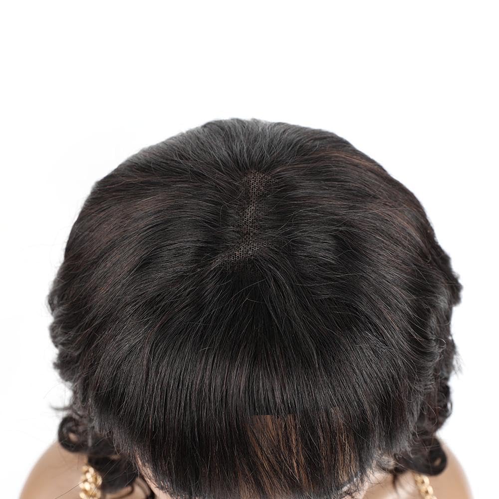 BLISSHAIR 14 Pollici ricci pizzo chiusura parrucca con frangetta umano capelli capelli sciolti onda naturale brasiliana ricci per le donne (14 pollici)