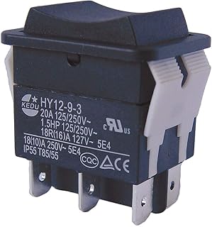 Power First Rocker Switch, Contact Form: DPDT, Number of Connections: 6, Terminals: 0.250