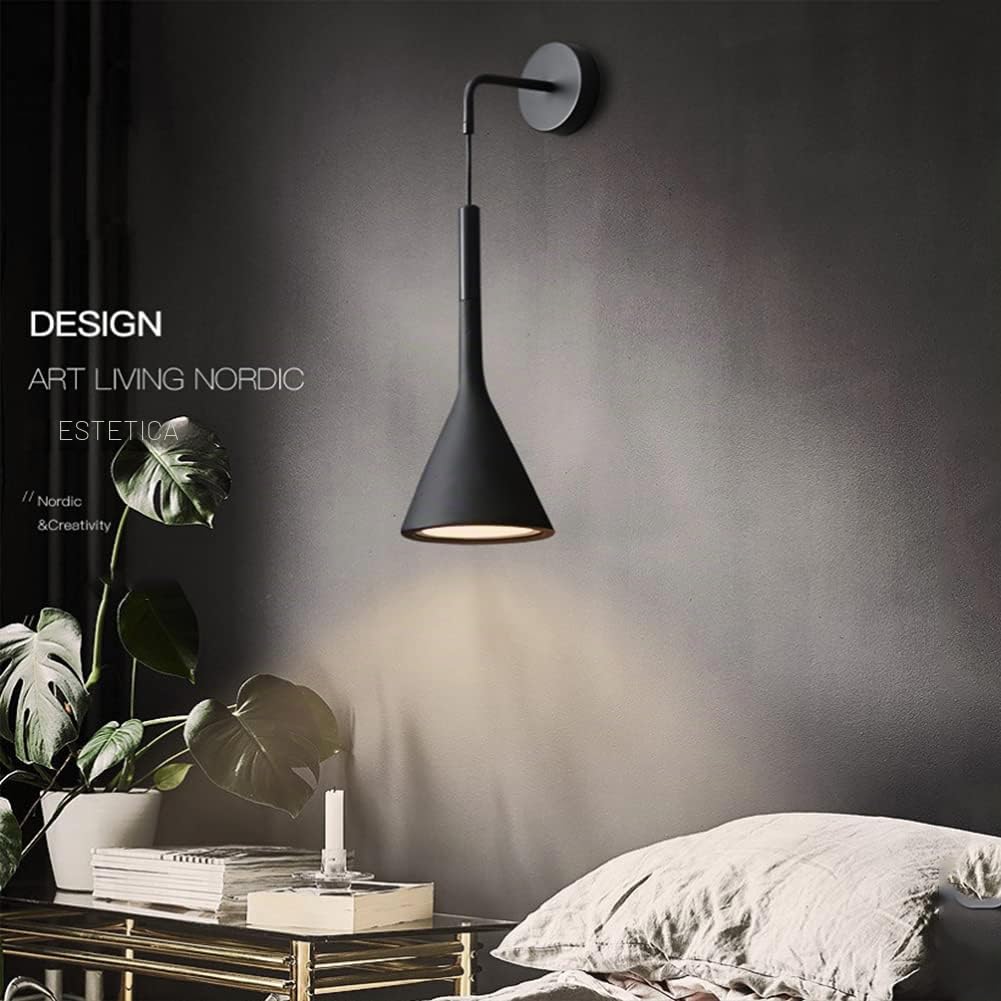 Lampada Da Parete Interno LED 8W 3000K Bianco Caldo Decorazione Applique Da Parete Moderno Nero Metallo Lampada Muro, Per Soggiorno Camera Da Letto Scale Corridoio Ristoranti Luce Notturna