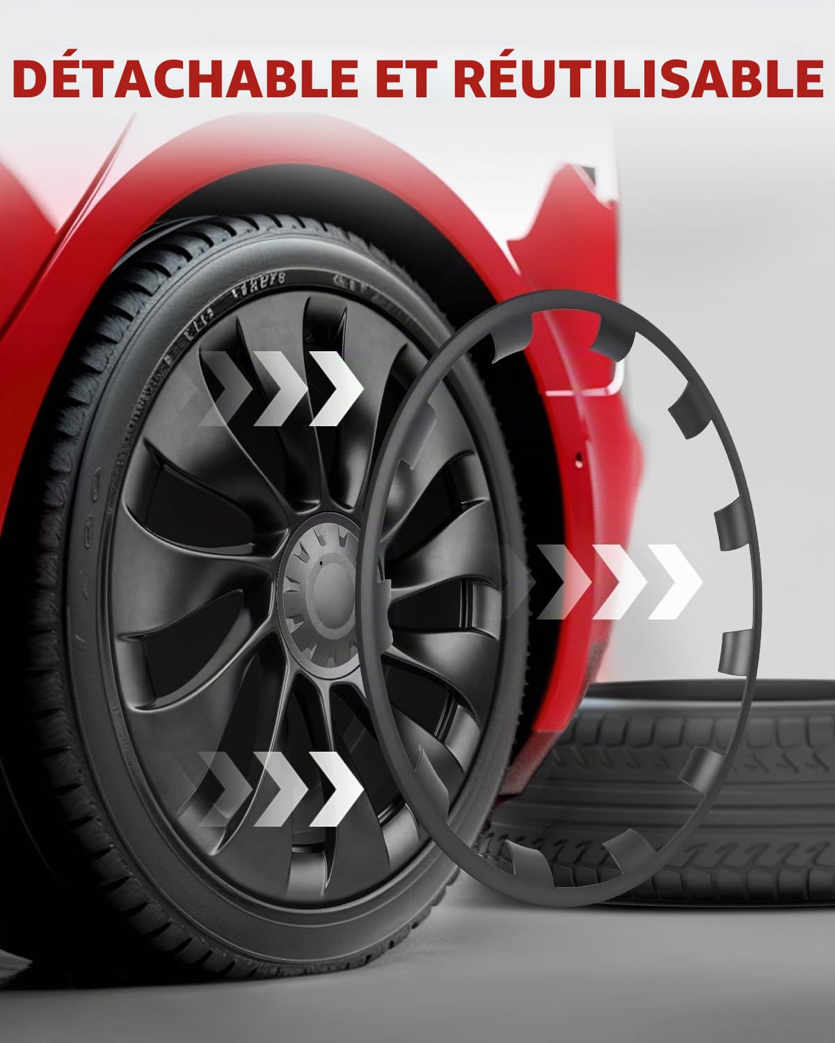 Protection de Bord de Jante ABS pour Tesla Model Y 21 Pouces Roues Uberturbine (Gunpowder, 4 Pièces)