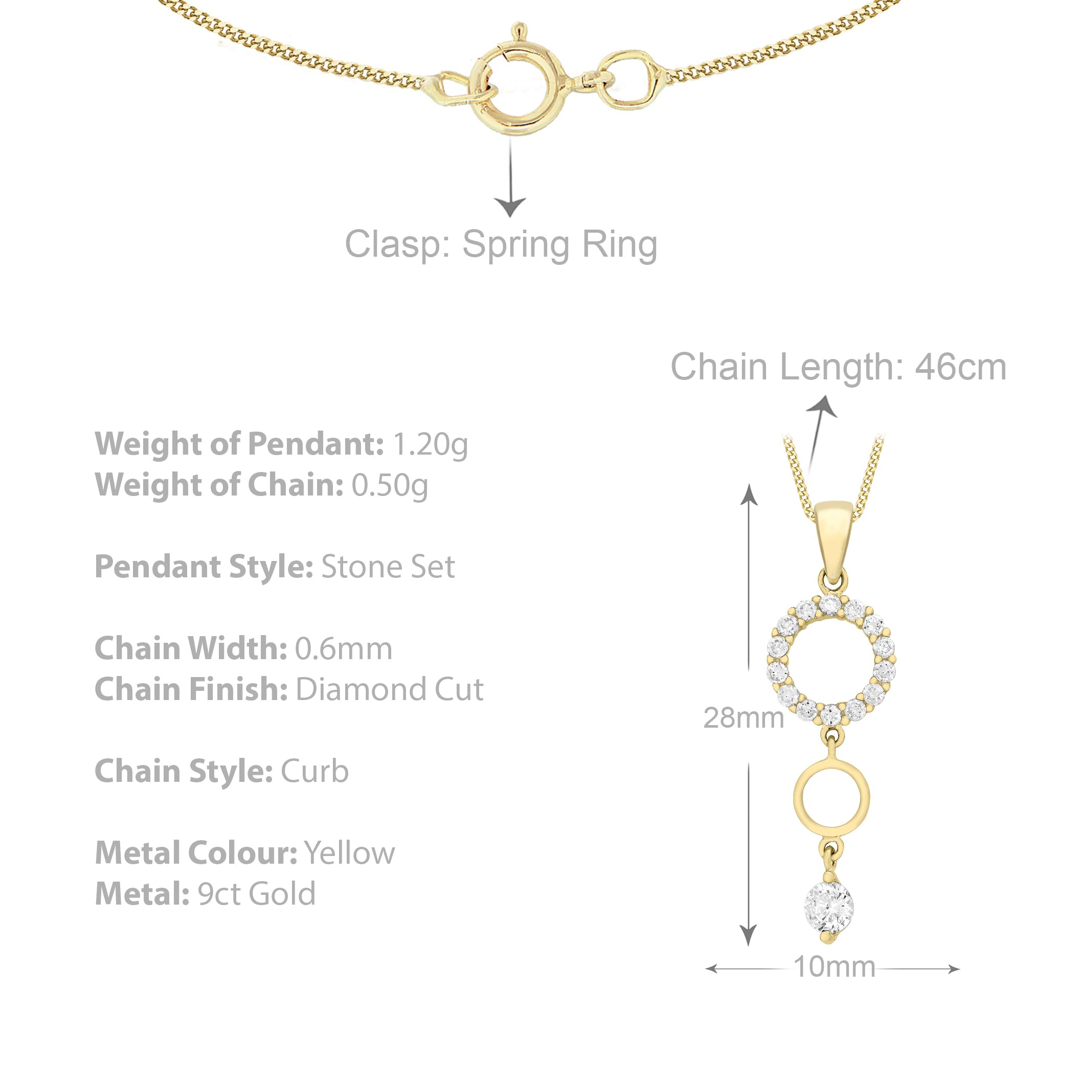 Carissima Collar de mujer con oro amarillo de 9 quilates (375/1000), circonita, 46 cm