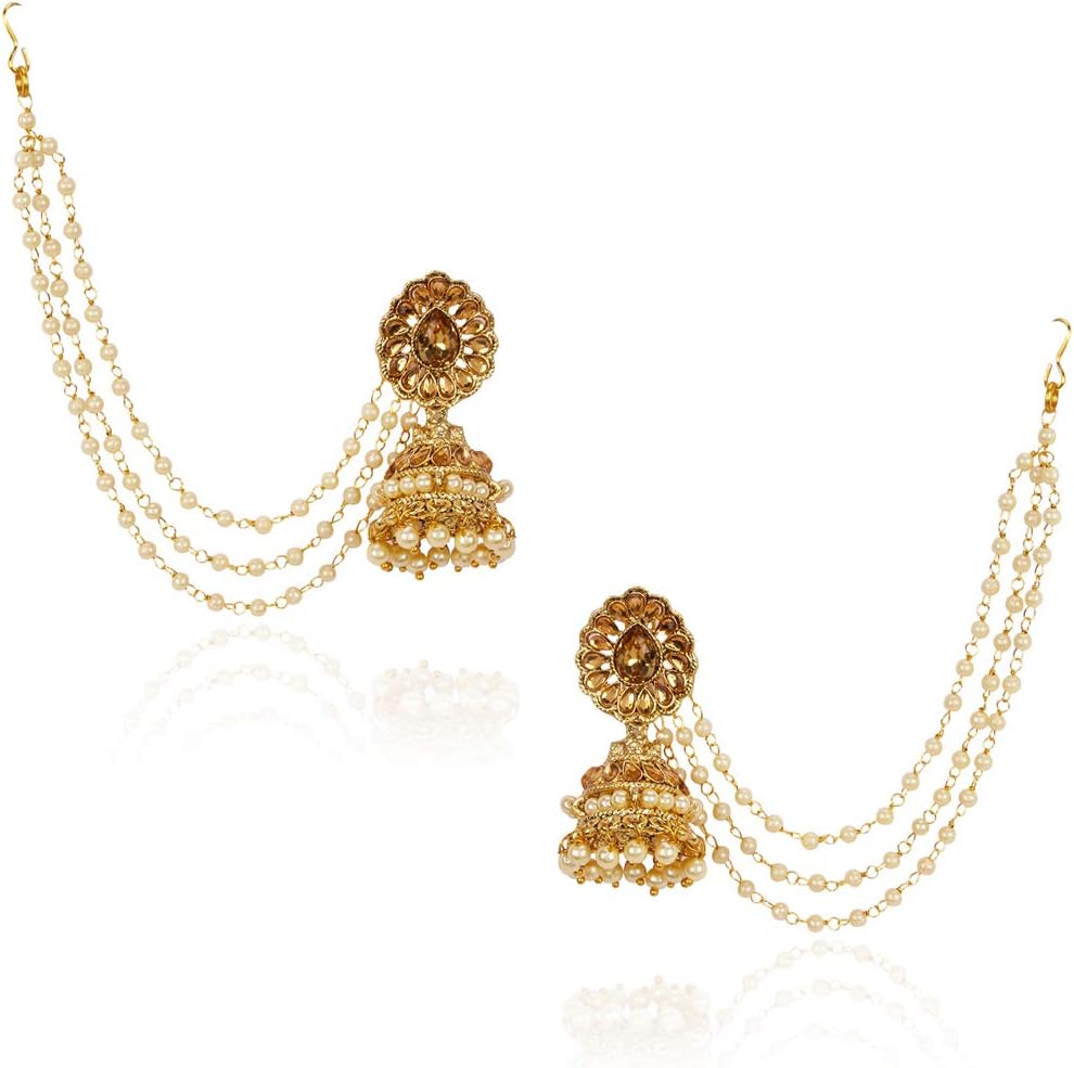 Metal Gold Plated and Pearl Earrings for Women & Girls