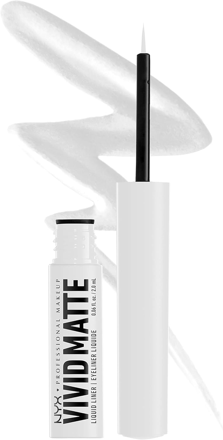 NYX Professional Make Up Vivid Matte Liquid Liner, Eyeliner with Precise Tip, Matte Finish and Highly Pigmented Color, White, 1 Piece