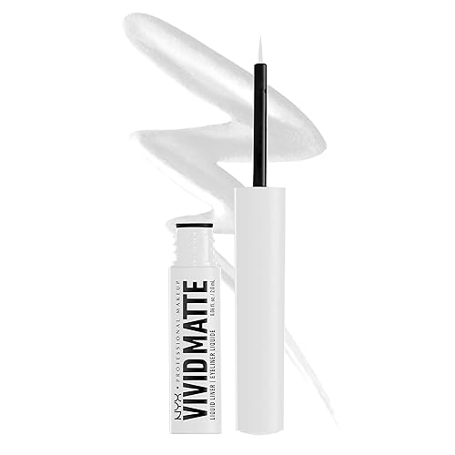 NYX PROFESSIONAL MAKEUP Vivid Matte Liquid Liner, delineador de ojos resistente a las manchas con punta precisa, color blanco