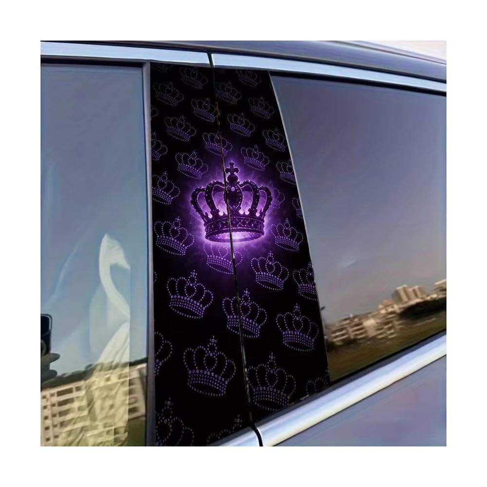 Decorative Items 2pcs Car Door Pillar Decoration Sticker Crown Glossy Material Protective Film