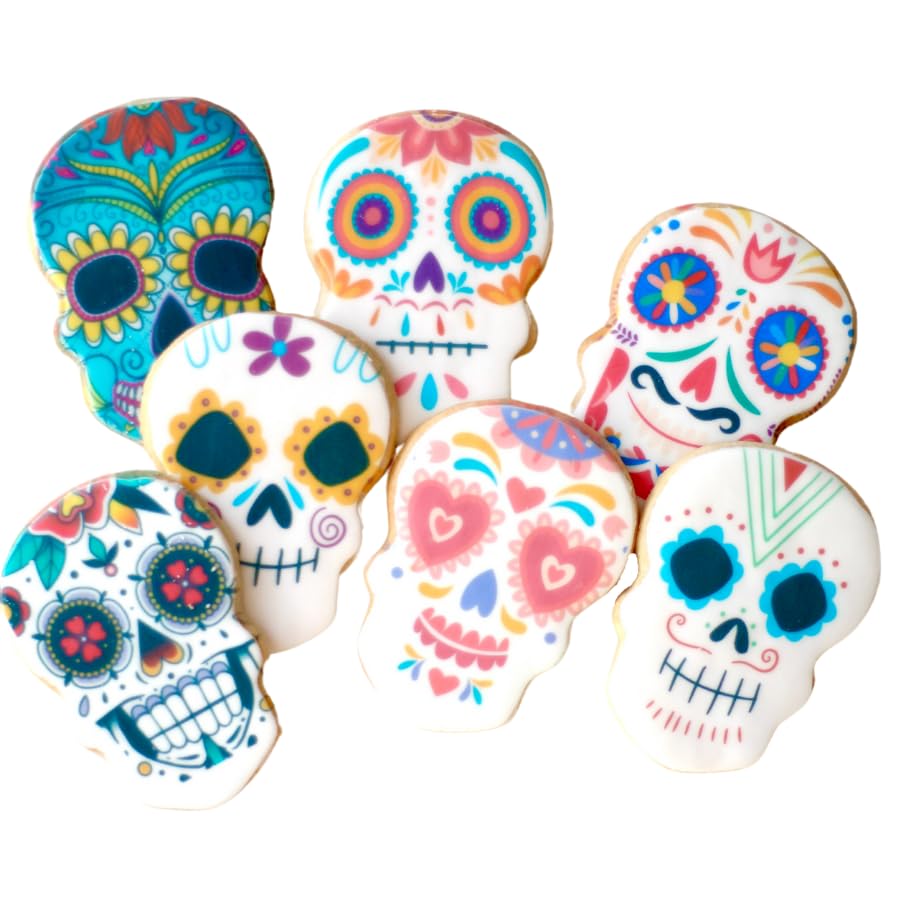 1 Dz. Sugar Skull Cookies! Great for the classroom! Themed Party Favors or Gift!