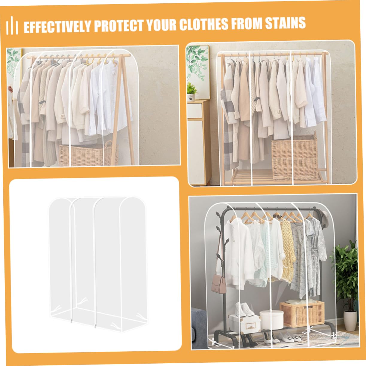 LABRIMP Copertura Protezione in Antipolvere Trasparente Abiti per Plastica Cerniera Leggera Design Moderno per Organizzazione per Stand Appendiabiti Domestica