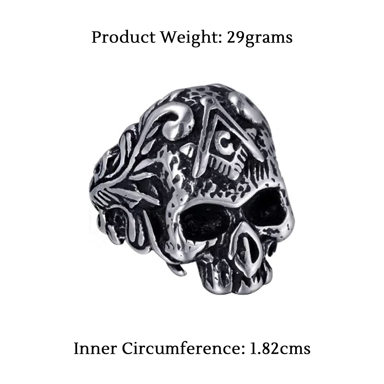 Stainless Steel Skull Band Ring for Boys