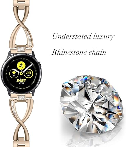 Miniatura 2 de Hemobllo - Correa de repuesto compatible con Samsung Galaxy Watch con incrustaciones de diamantes de imitación para reloj Samsung de 0.787in (negro)