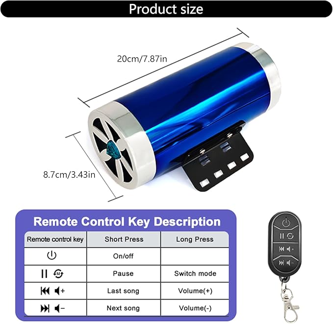 Sistema de Parlantes Dobles para Moto con LED Rulbelok miniatura 5