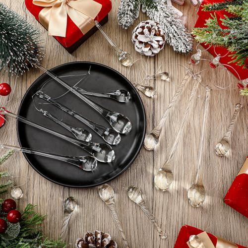 Image of 66 Pcs Clear Glass Teardrop Christmas Ornaments Crystal Raindrop Hanging Ornaments Crystal Chandelier Drop Pendant Icicles Decorations for Christmas in July Tree Party Supplies (4 Medium Size)