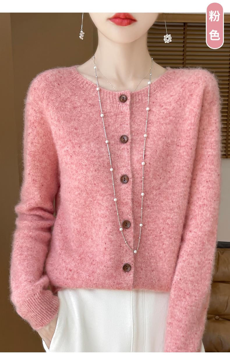 Cárdigans para Mujer Cárdigan De Lana para Mujer Cárdigan De Punto con Punto De Hilo Suéter Elegante Cárdigan De Cuello Redondo Jersey con Botones Abiertos En La Parte Delantera Chaq