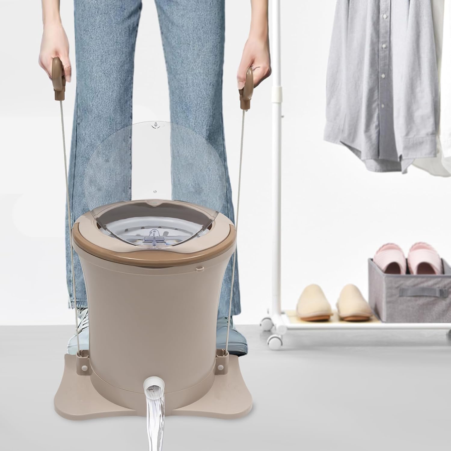Mini Lavatrice E Centrifuga Portatile - Lavatrice Compatta Non Elettrica con Pedale E Manovella per Campeggio, Camper E Dormitori - Soluzione Salvaspazio 2 in 1 per Il Bucato