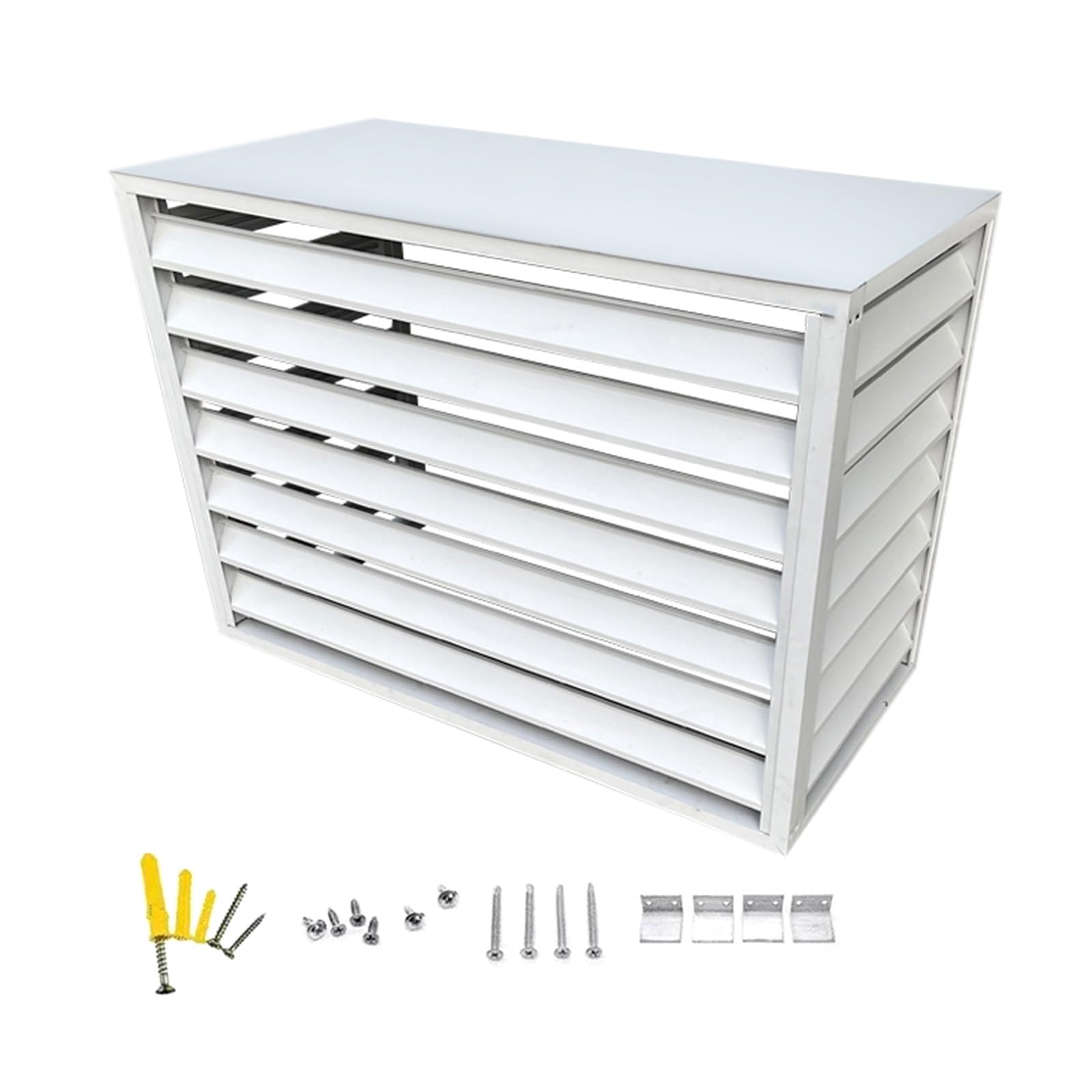 TIANQIHAO Aluminum Alloy Air Conditioner Protective Cover - Durable Fence Screen For Outdoor Unit, Portable Pool Equipment, And Trash Enclosure,White-110x60x80cm