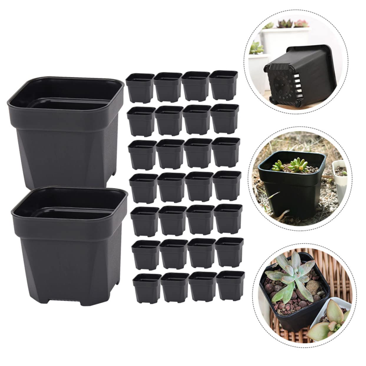 TOYANDONA 30 Pièces Pots de Fleurs Épais Godets de Semis Drainage pour Plantes Bonsai Accessoire de Jardinage