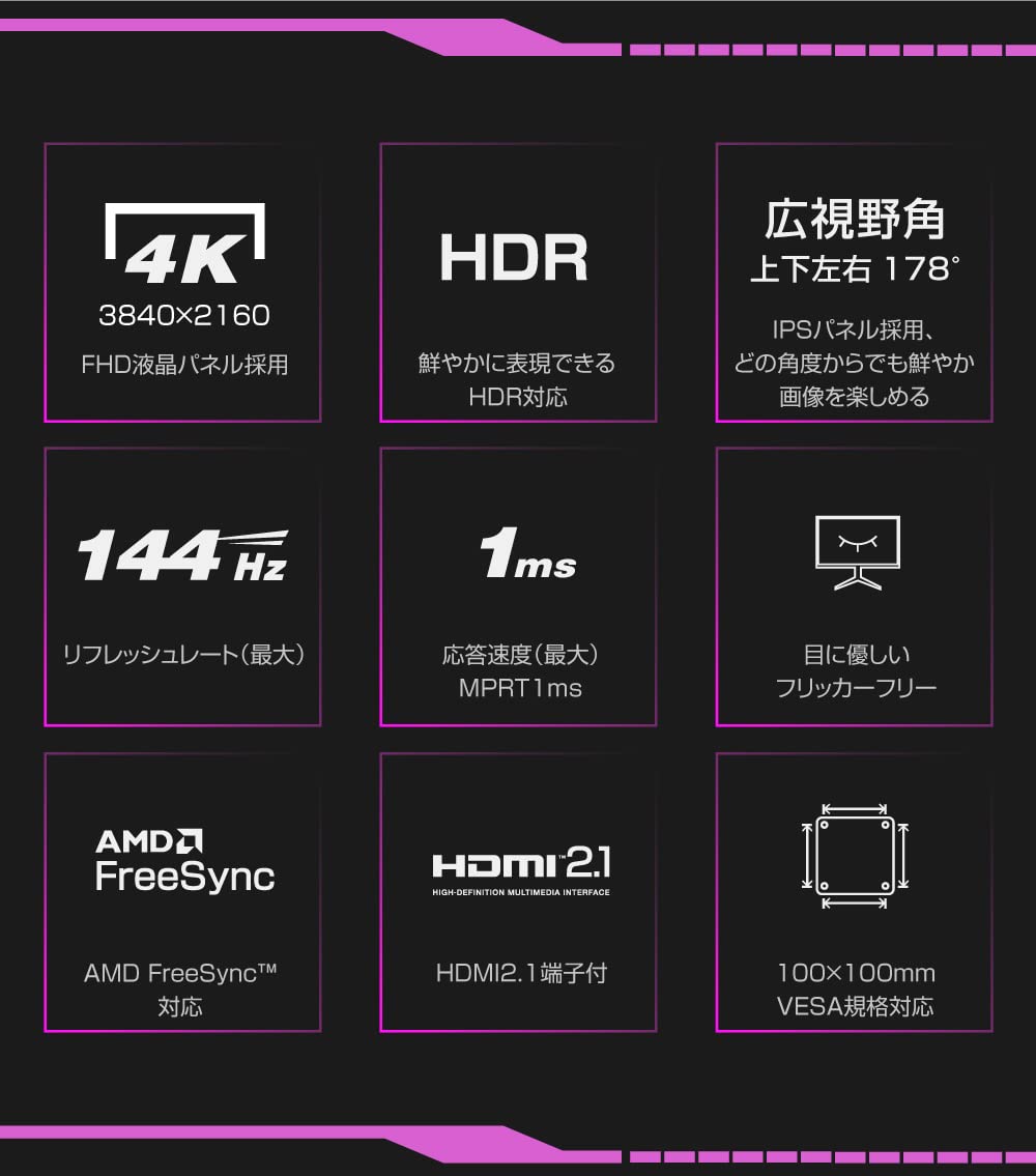Amazon.co.jp: 28インチ ゲーミングモニター HDMI2.1対応 4K モニター