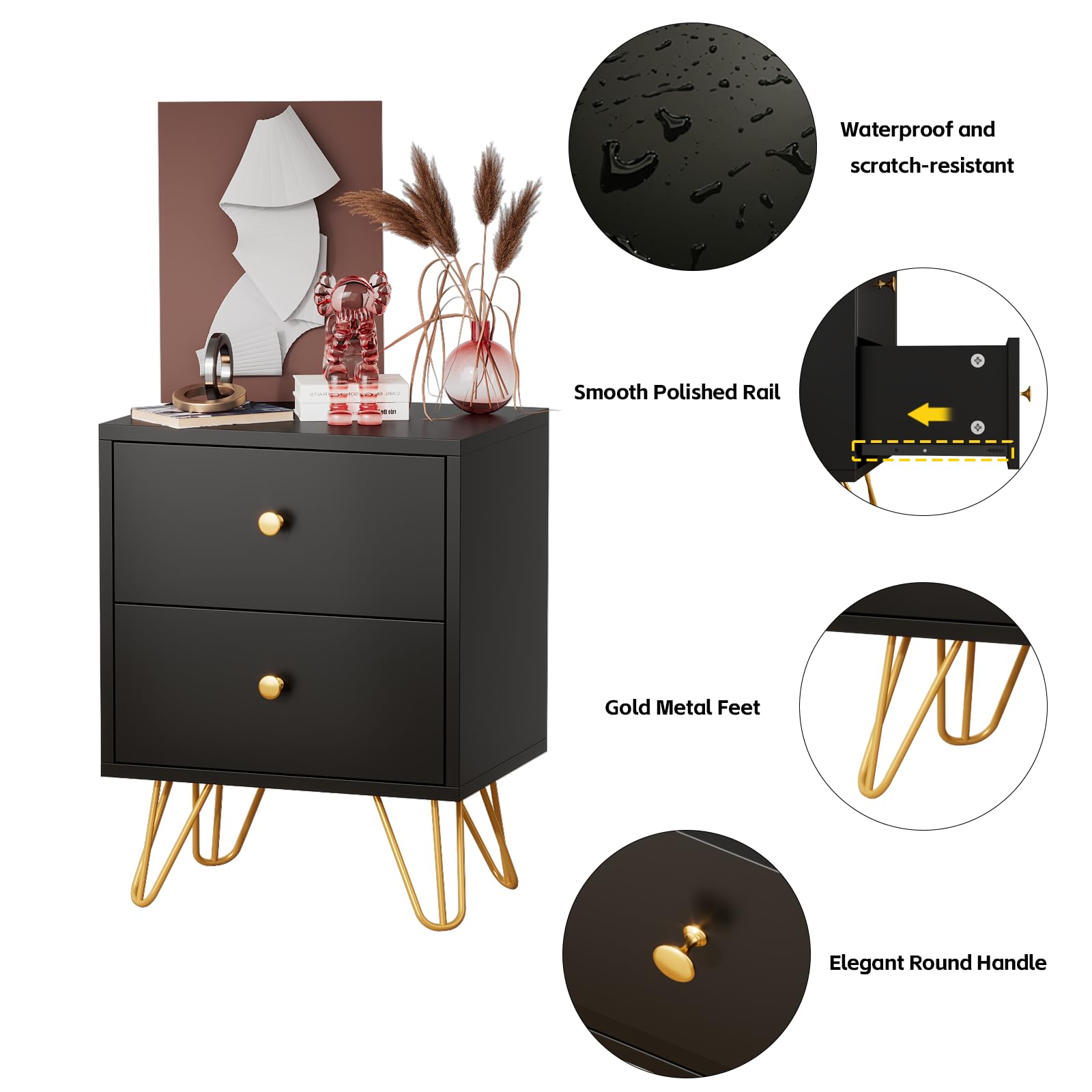 slim fit dress slacks Modrest Token Modern Black & Gold Bedroom Set main image 0