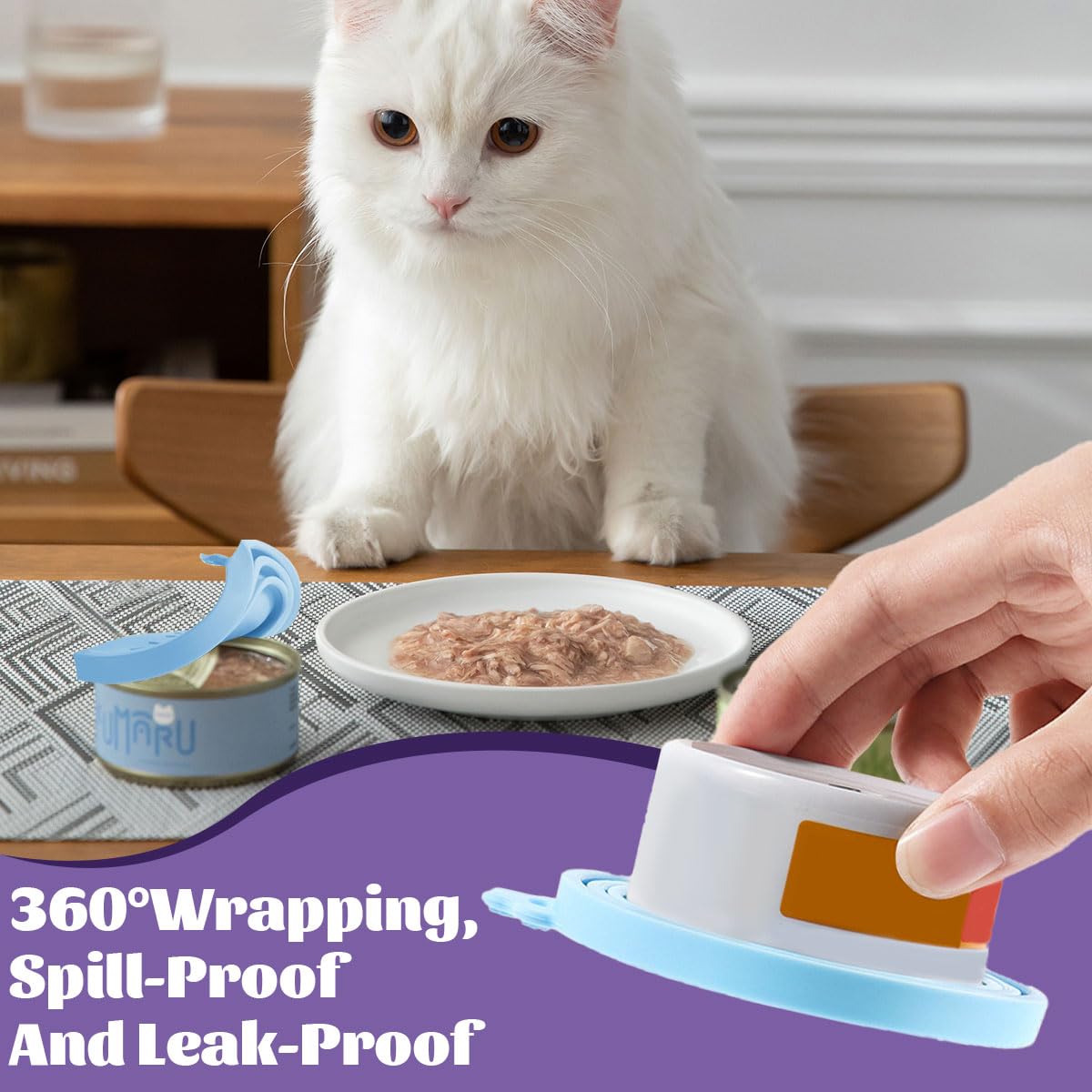 Lot De 6 Couvercles De Boîte De Nourriture pour Chat avec 6 Cuillères en Silicone 70g 85 G 200 G 400 G Couvercles pour Boîtes De Conserve, Couvercles pour Boîtes Alimentaires