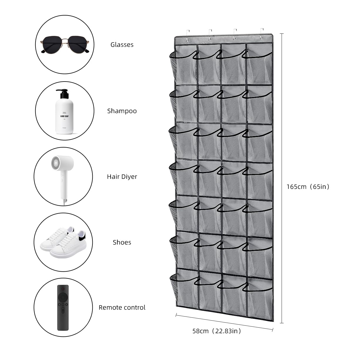 2 pezzi Scarpiera a sospensione da porta – Portascarpe con 28 tasche, organizer multifunzione da appendere per camera da letto, soggiorno, bagno