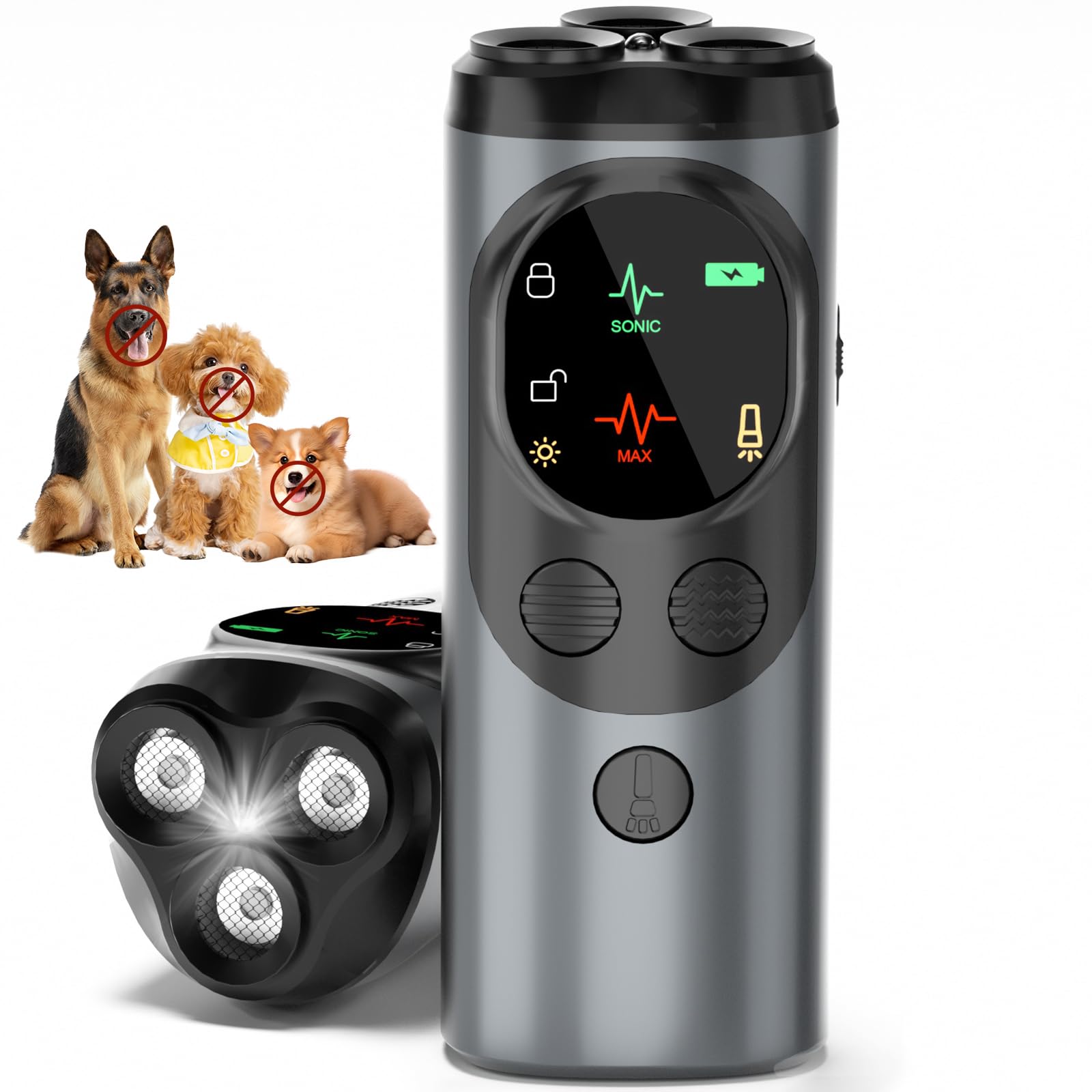 Disuasivos sónicos de ladridos para perros, 3 dispositivos ultrasónicos disuasorios de ladridos de perros, dispositivo antiladridos seguro y eficaz para perros, herramientas de entrenamiento con