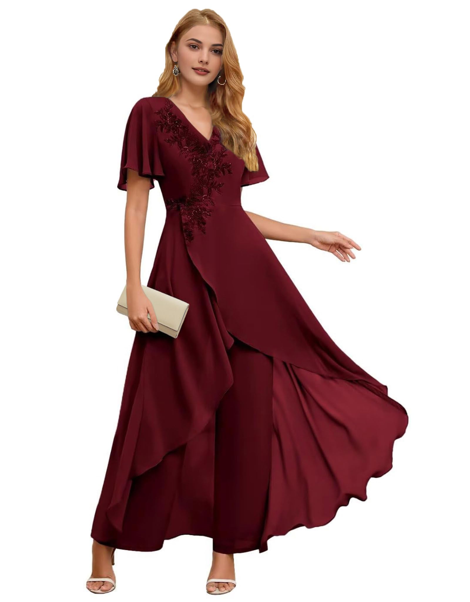 Chiffon Mother of The Bride Pant Suits for Wedding Guest Dresses Formal Outfit Womens Jumpsuit