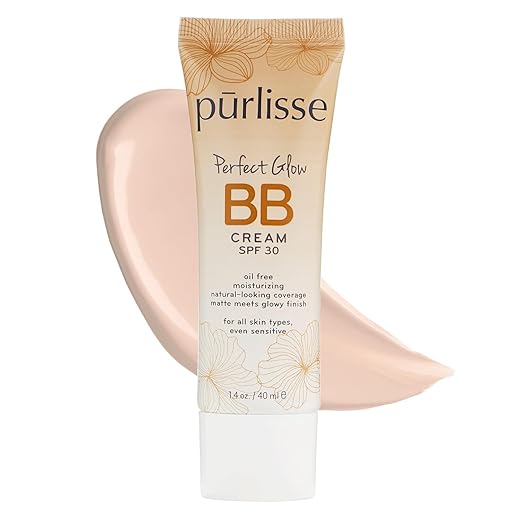 purlisse Perfect Glow BB Cream SPF 30: Clean & Cruelty-Free, Medium Flawless Coverage, Hydrates with Jasmine (Tan Deep)