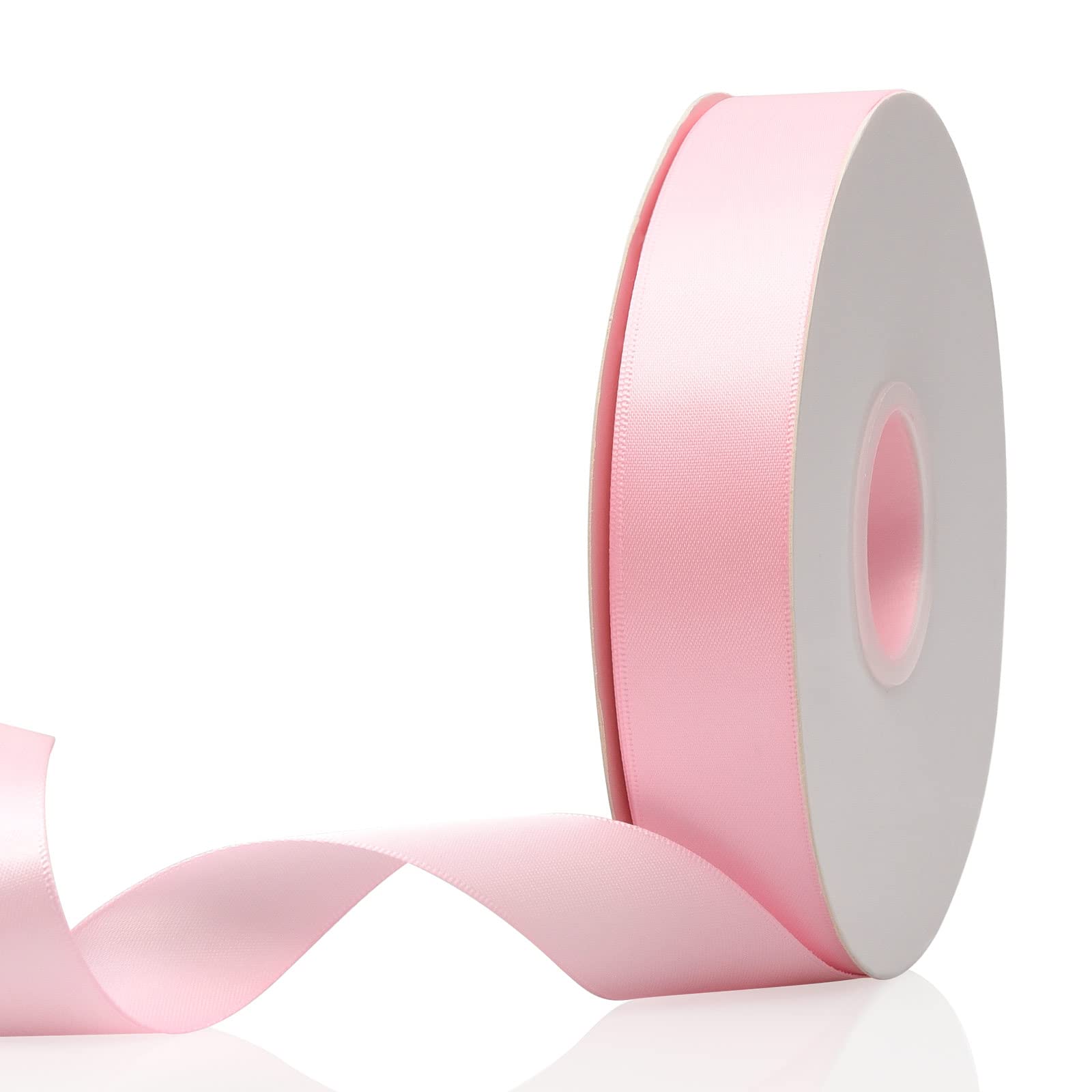 Photo 1 of 1" x 50 Yards Light Pink Double Faced Satin Ribbon,Solid Color High Density Fabric Ribbon Rolls,Great for Gift Wrapping,Sewing,Crafts,DIY Bows and Christmas,Wedding,Party Decoration