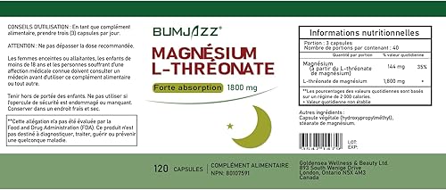 Miniatura 6 de Cápsulas de L-treonato de magnesio Suplemento 1800mg - 120 unidades