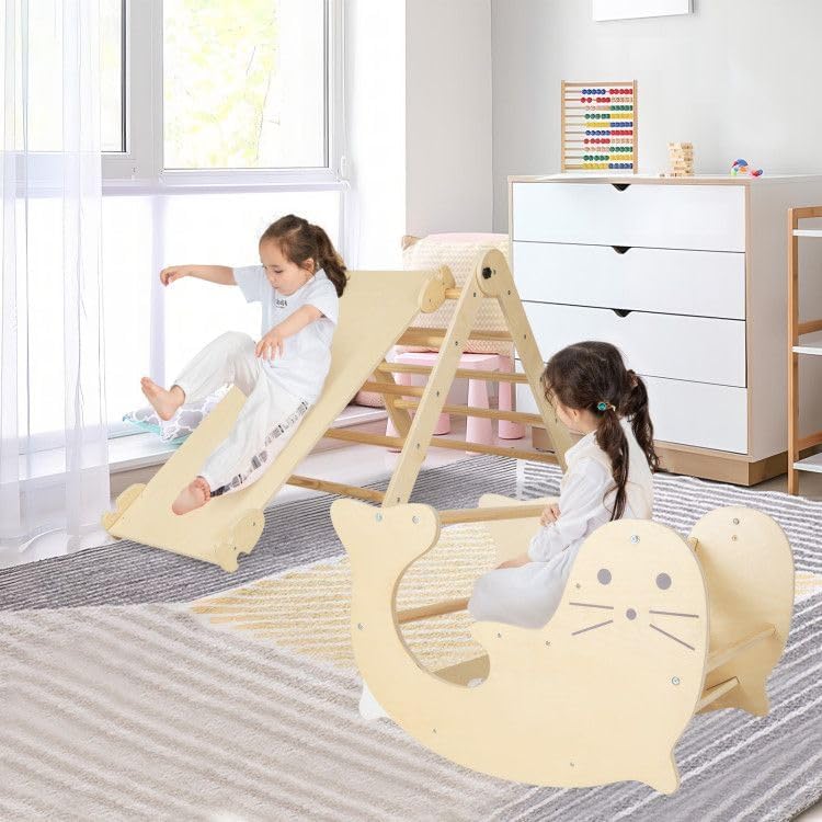 7-in-1 Indoor Climbing Toys for Toddlers with Reversible Ramp