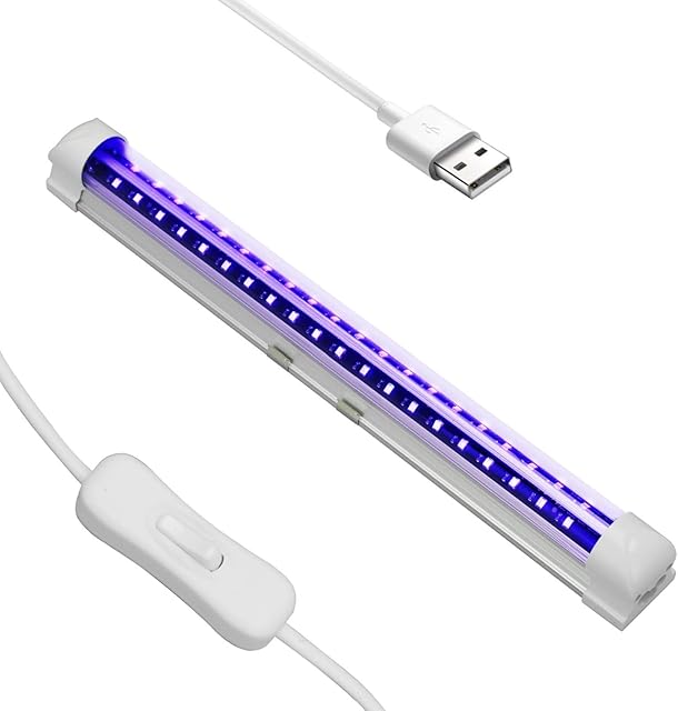AllRight UV LED Black Light Fixture Portable Black Light Lamp Tube UV Purple LED Fixture for UV Poster Ultraviolet Curing Stain Detector Authentication Currency