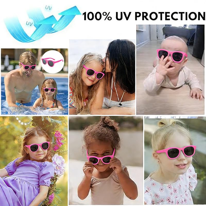 Occhiali da sole per bambini con cinturino regolabile, pieghevoli per occhiali da sole per neonati, protezione UV400 polarizzati e montatura in silicone resistente, per ragazze e ragazzi, età