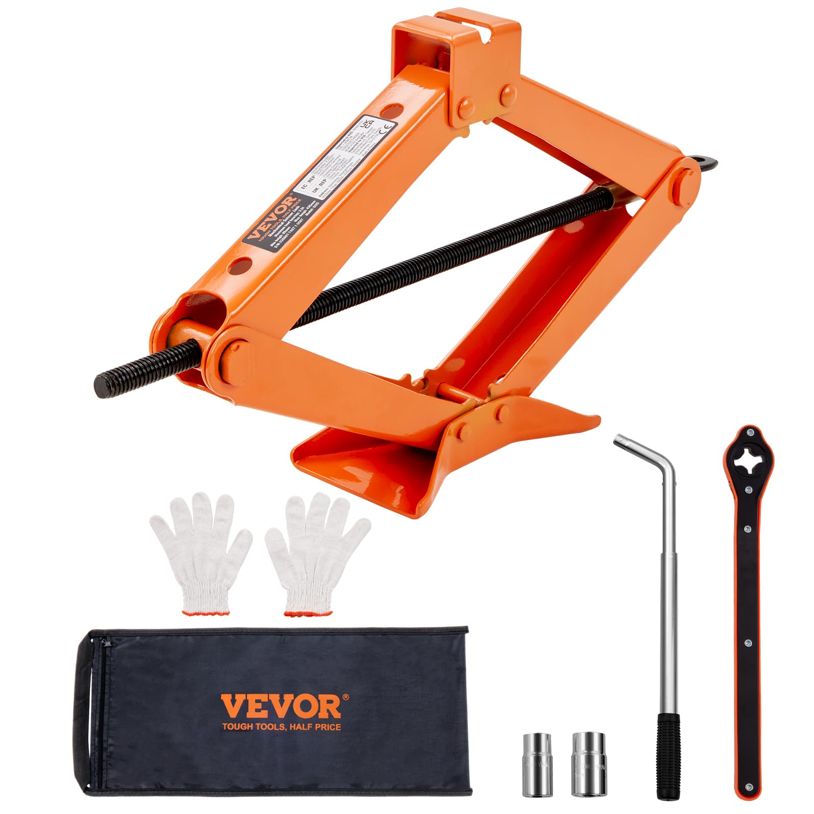Photo 1 of VEVOR Scissor Jack, 2.5 Ton/5512 lbs Scissor Car Jack, 3.7"-17.1" Lifting Range Scissor Lift Jack with Ratcheting Handle and L-Wrench