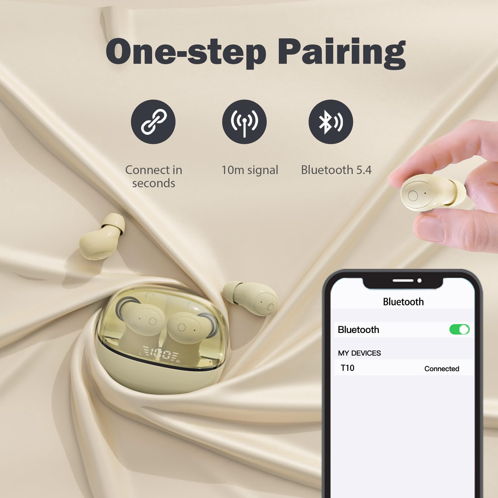 Xmenha Mini auriculares invisibles pequeños inalámbricos Bluetooth para orejas pequeñas, canales de oídos, auriculares para mujeres para dormir de lado, auriculares ocultos más pequeños y discretos