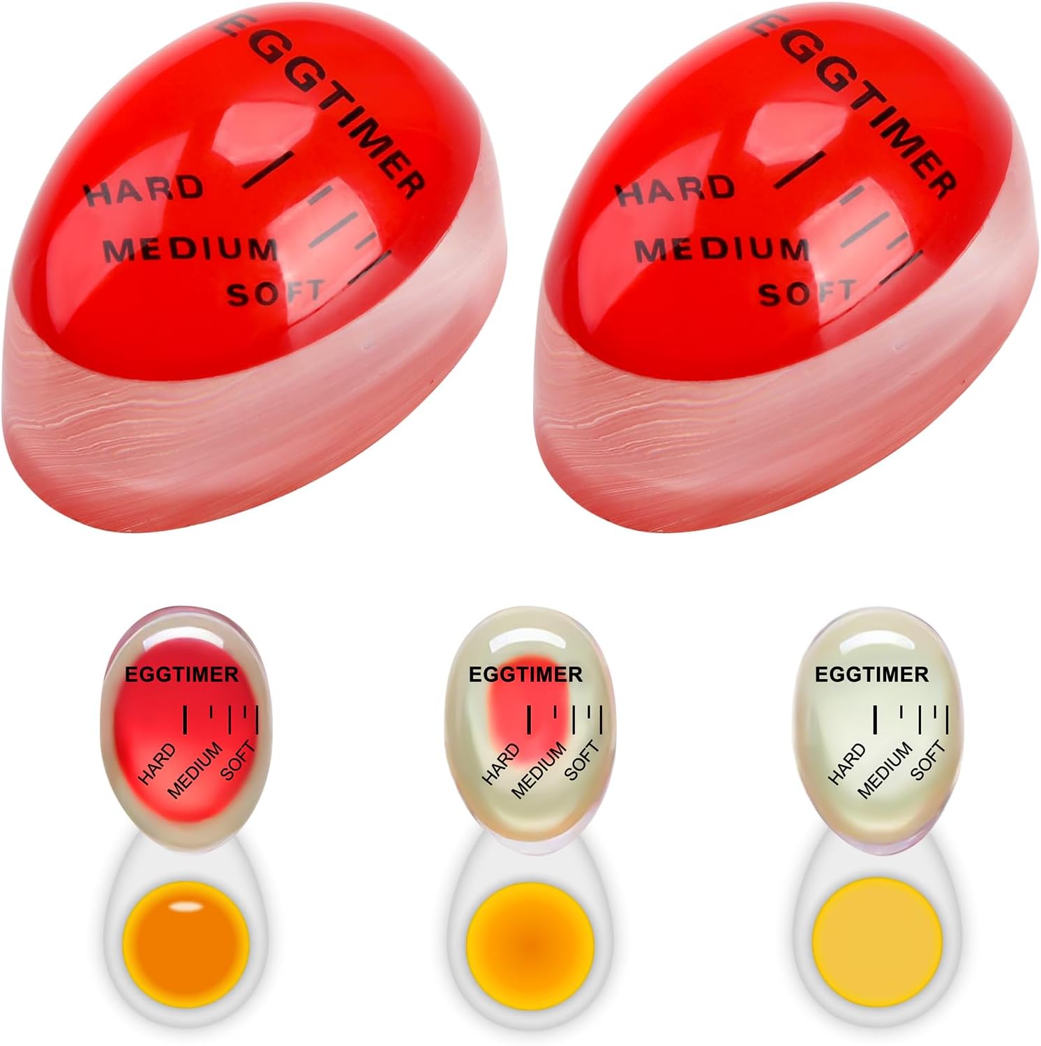 2 Pcs Egg Timer, Resin Colour Changing Boiled Eggs Timers Cooking