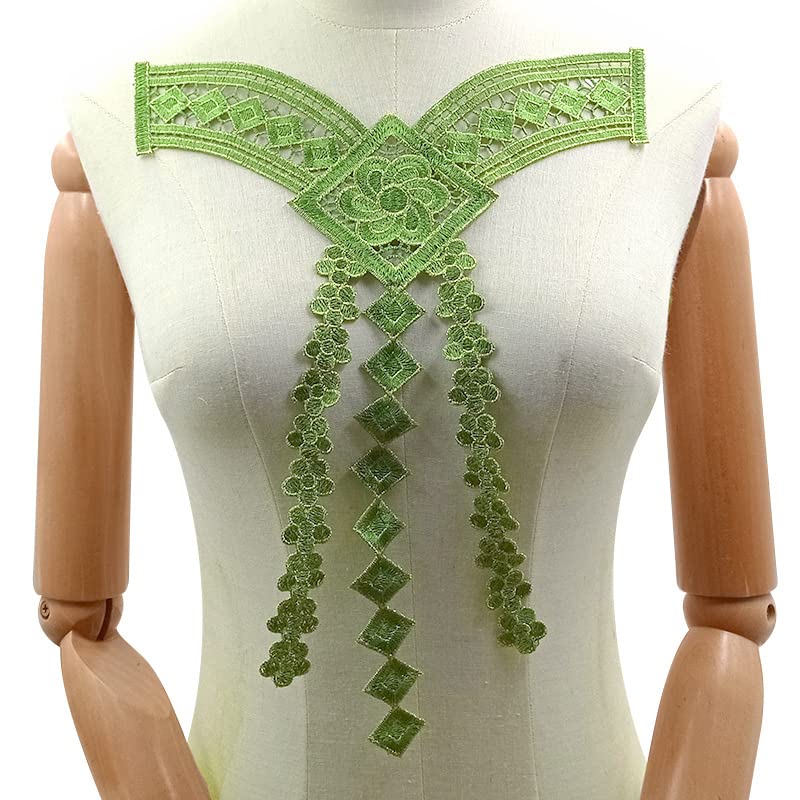 1 pc Lace Collar Beautiful Flower Venise Lace Trim Sewing Appliques (Green)