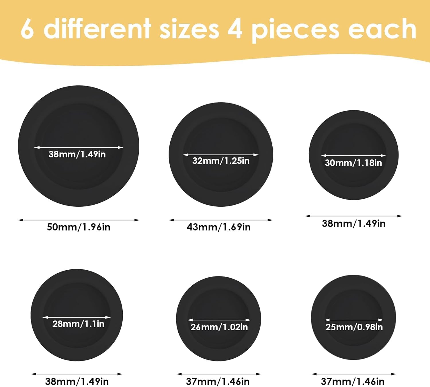 Ahltoiex 24 Pcs Piggy Bank Stopper, Multi-Purpose Rubber Plugs for Holes, Black