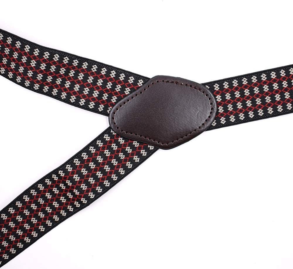 Tirantes for pantalones de hombre, Tirantes en forma de X for hombre Clips de metal fuertes Tirantes jacquard de tartán for hombre 6 clips Y-Back Elástico ajustable Tirantes duraderos for hombre Tiran