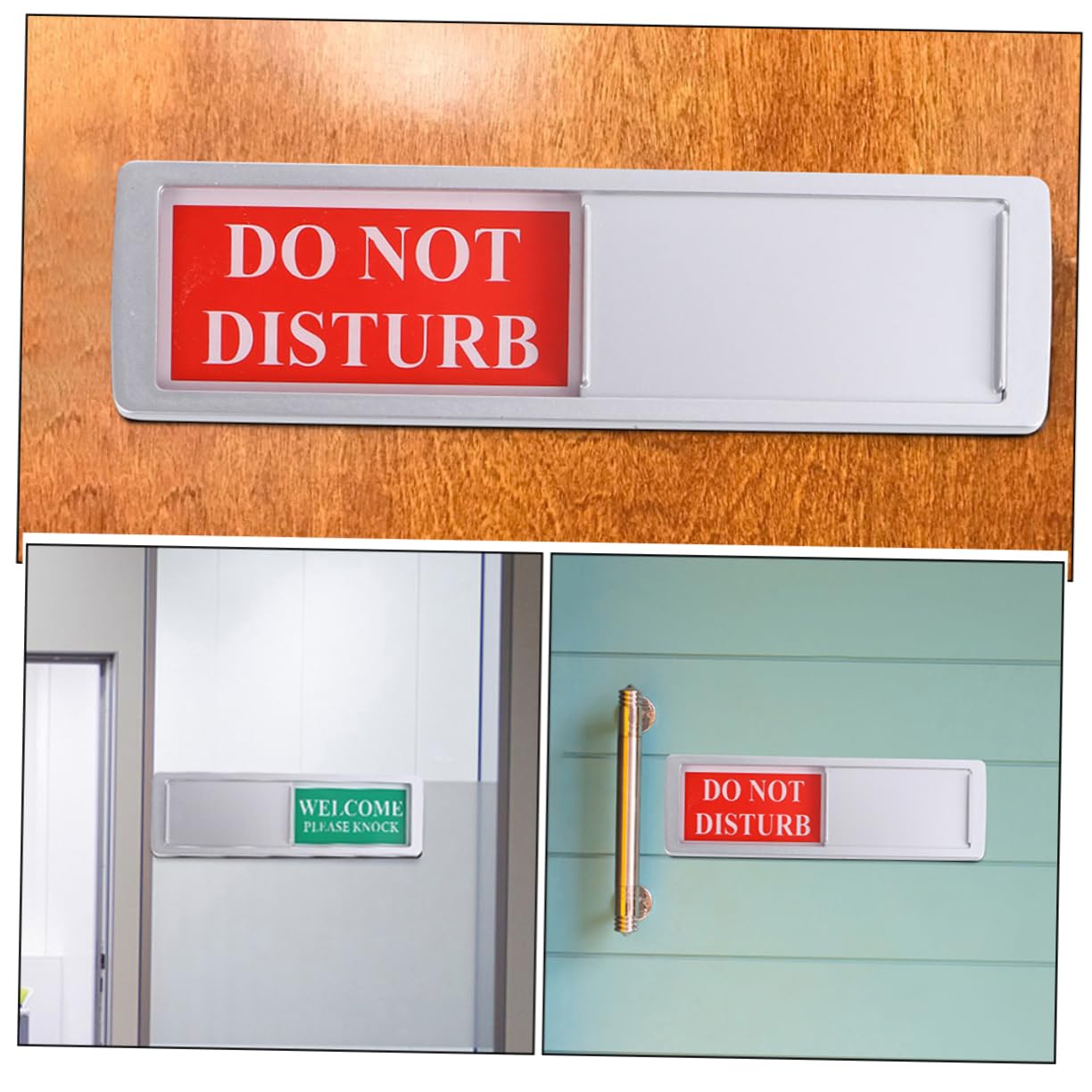 Angoily 12 Piezas Carteles para Puerta de Hotel y Oficina Señal Deslizante Magnética de Privacidad Diseño Plateado Fácil Instalación y Reutilizable para Habitaciones y Baños