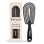 Kitsch Detangler Brush - Flexible Curly Hair Brush for Women, Men & Kids | Detangling Hairbrush with Bendable Frame and Ultra-Smooth Bristles for Wet or Dry Strands - Black